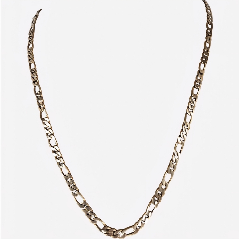 ✔️Authenticity Guarantee Solid 14K Yellow Gold 24" Figaro Link Chain Necklace